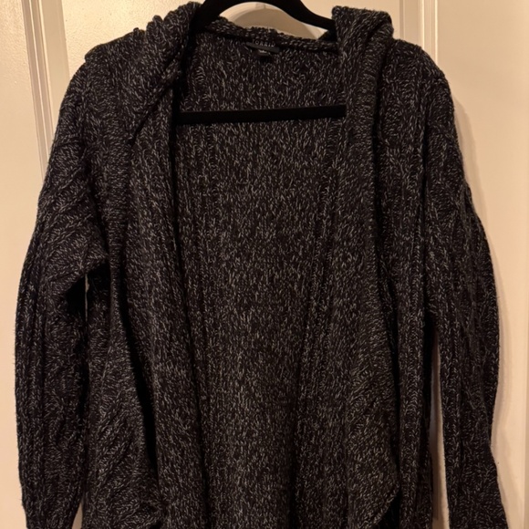TORRID Hooded Waterfall Cardigan | Marled Black/Gray | Size 1 (14/16) - Picture 1 of 6